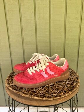Coolway Goal Red Love Suede Sneakers Shoes Pink Womens Size 8 EU 39
